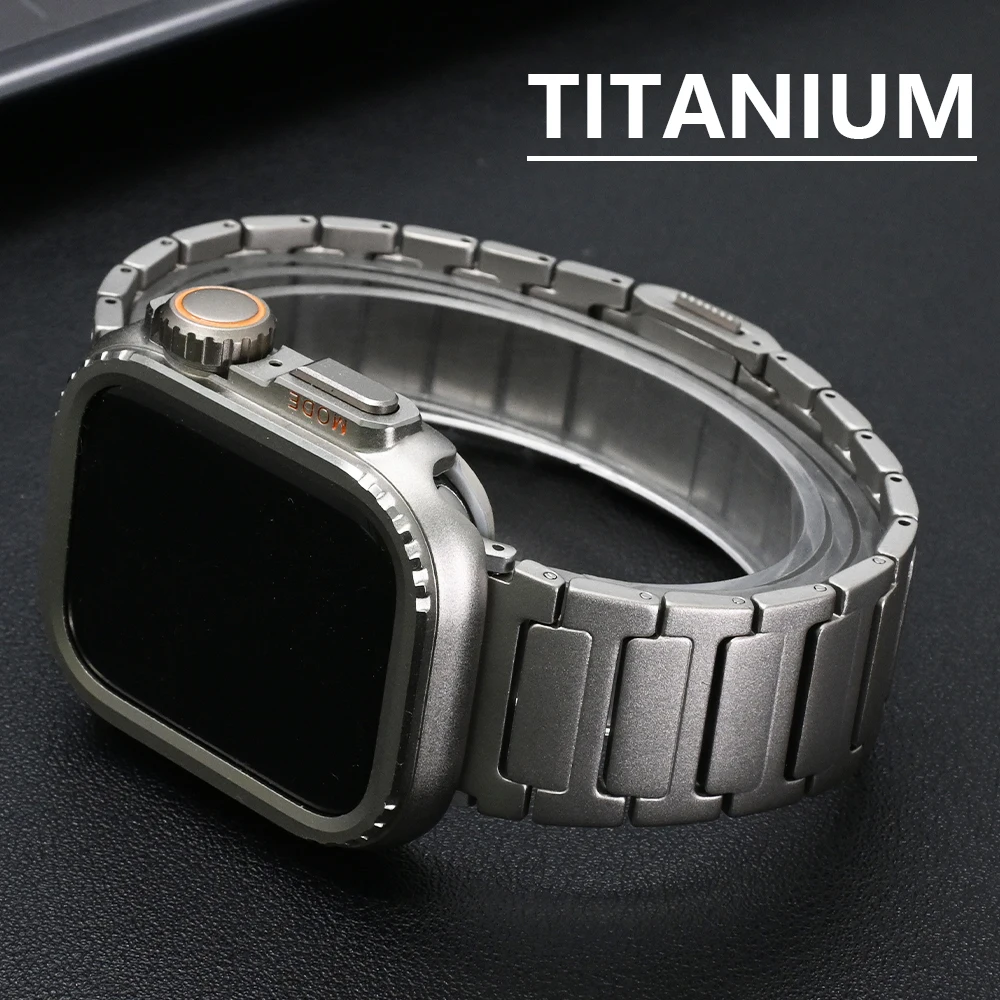 

Titanium Strap for Apple Watch 49mm 46mm 45mm 44mm Magnetic Titanium Band+metal Case for Iwatch 10 9 8 7 6 SE 5 4 Ultra 2 Correa