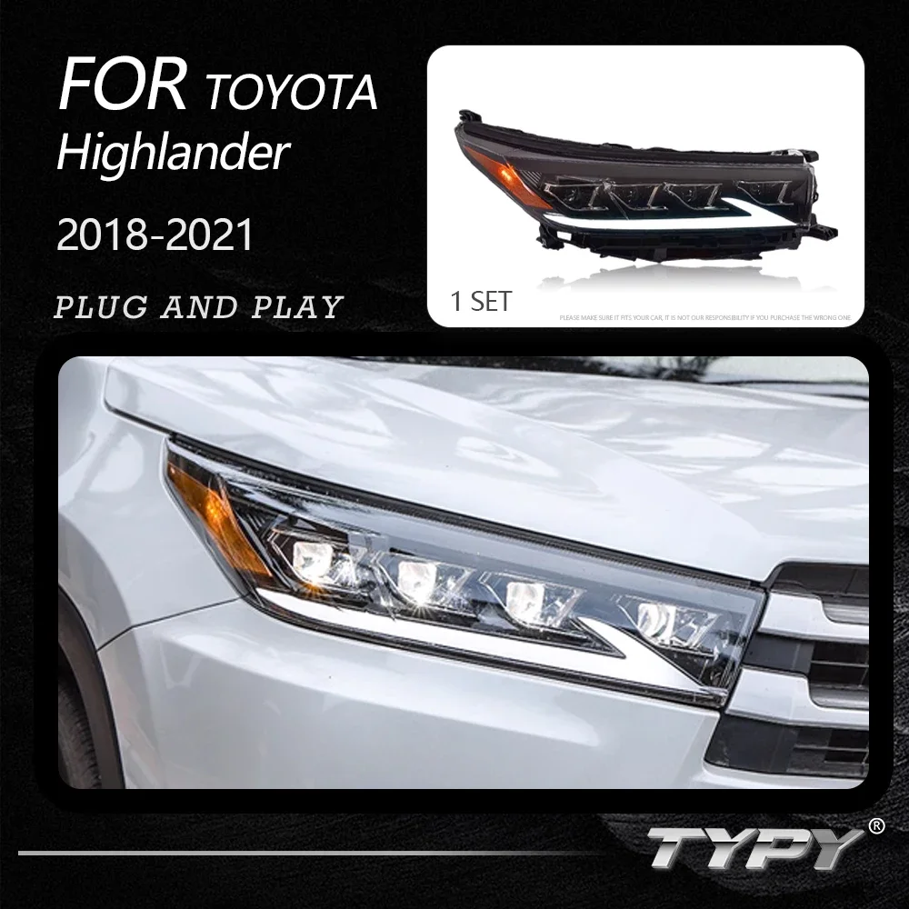 

TYPY Car Headlights For Toyota Highlander 2018-2021 LED Car Lamps Daytime Running Lights Dynamic Turn Signals Car Accessories