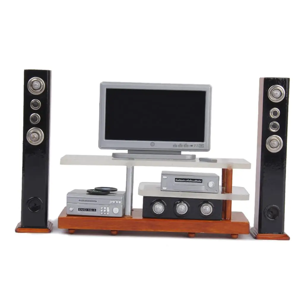 Modern Entertainment Centre TV DVD Speakers Set :12 Dollhouse Miniature