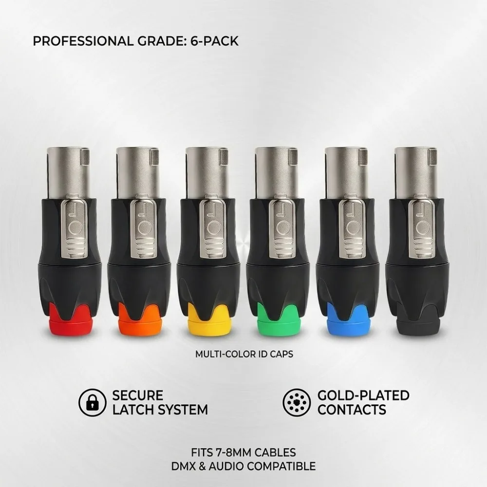 

4pcs 4-Pole Speaker Male Plug Adapter Compatible with Speakon Amplifier Audio Cable Connector for DMX Stage Lighting