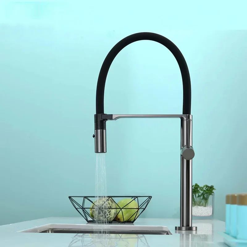 Contemporary Design Kitchen Accessories Hot and Cold Water Mixing Basin for Washing Dishes Pull-out Kitchen Faucets Swivel Taps