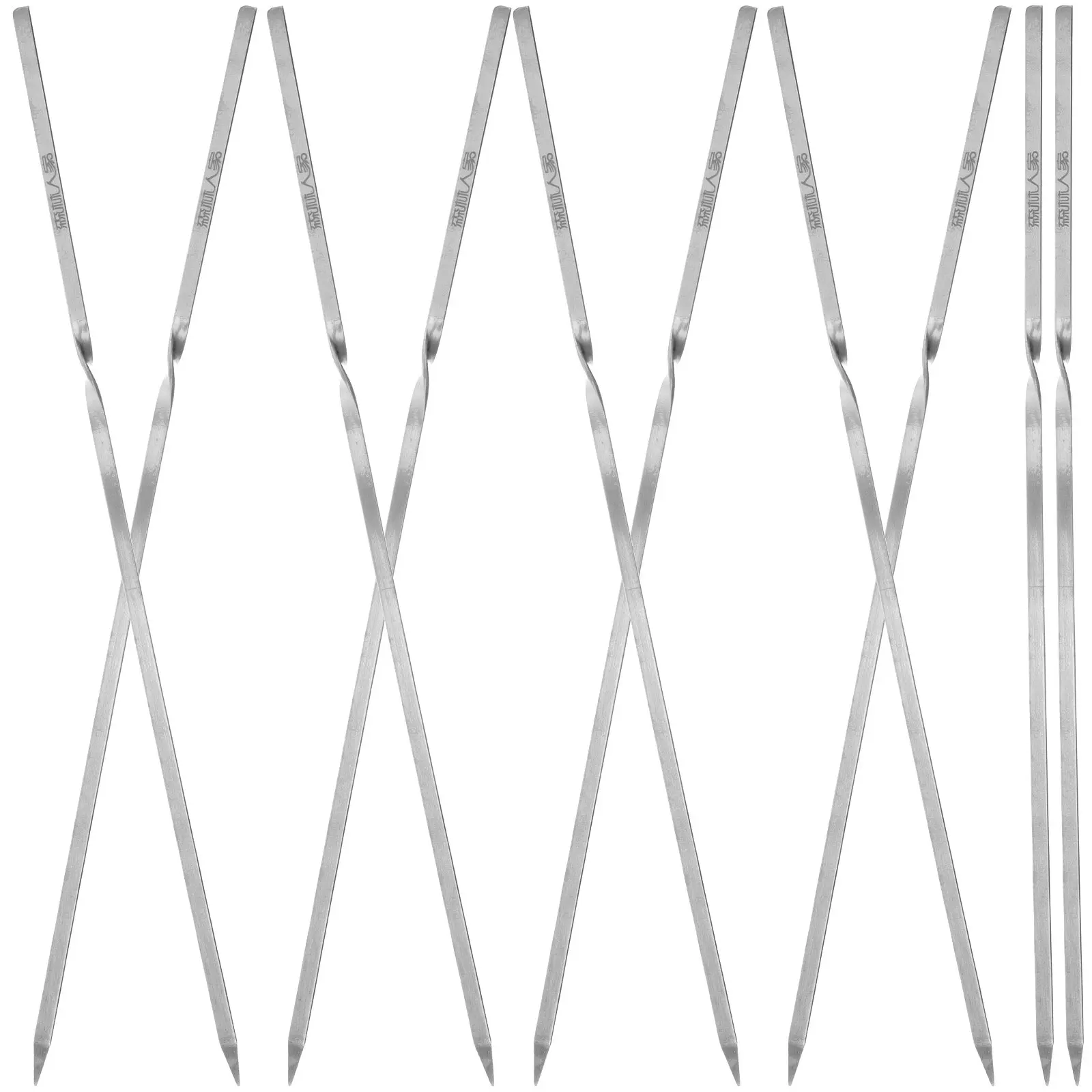 

10Pcs Bbq Skewers Stainless Steel Flat Design for Grilling Meat Vegetable Kebabs Outdoor Cooking for Grilling Bbq Sticks