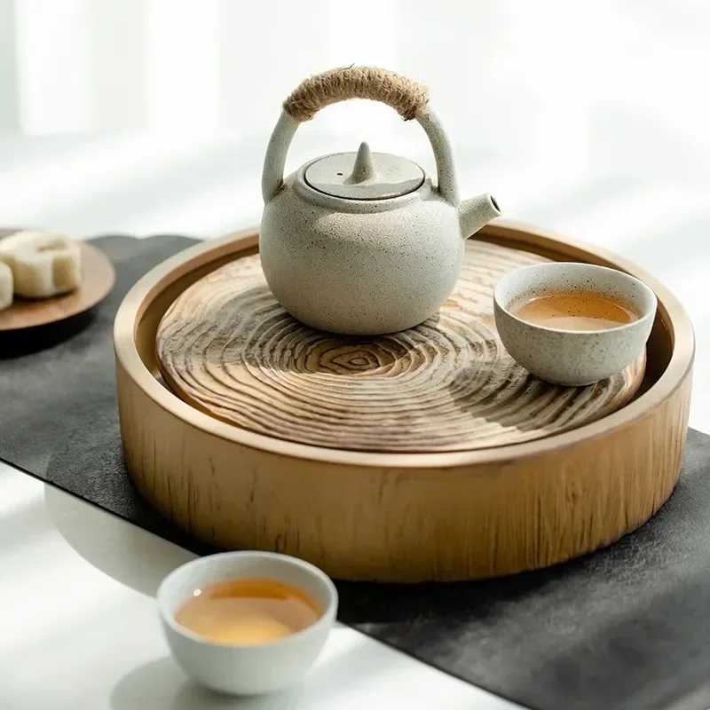 

200ml Japanese Coarse Pottery Girder Pot Retro Mini Ceramic Trumpet Teapot Handmade Stone Tea Maker Kettle Kung Fu Tea Set Gift