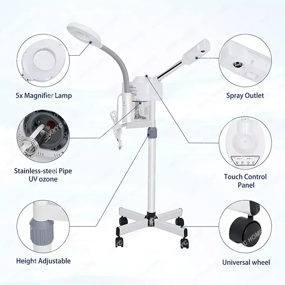 2 in 1 Facial Steamer 3X Magnifying Lamp Hot Skin Beauty Machine Spa  for Facial Spa Skin Care Deep Cleaning Makeup