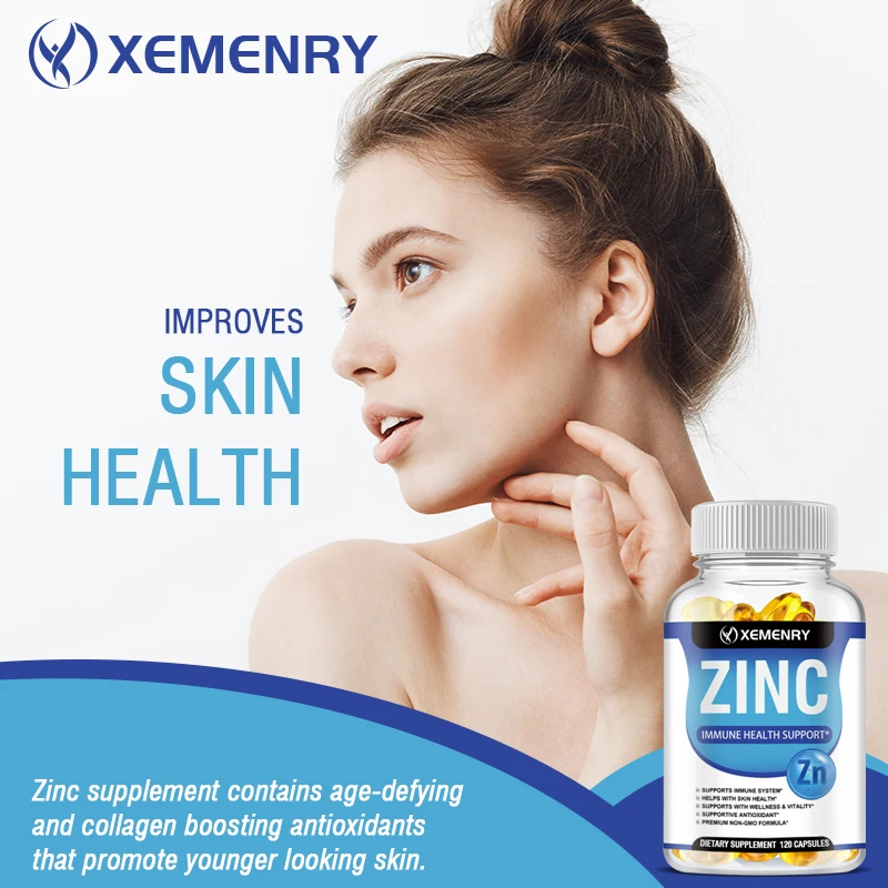 Zinc Capsules Support The Body\'s Immune Defense 120 Vegan Capsules Non-GMO, Gluten-Free