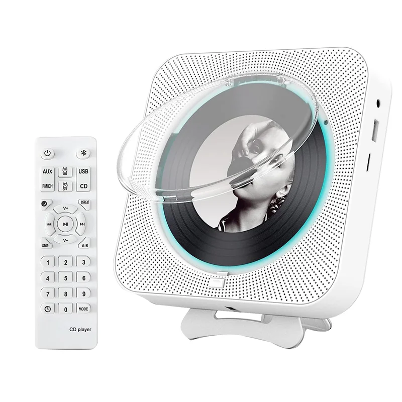 Portable Bluetooth CD Player,Wall Mount CD Player Home Audio Music Players with Remote Control,LCD Display-EU Plug