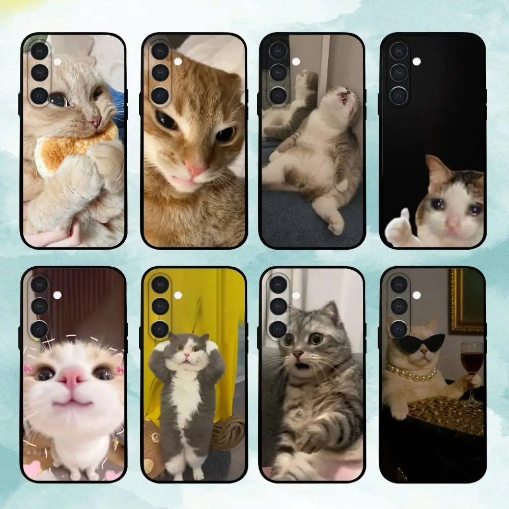 

Funny Cat Memes Phone Case For Samsung Galaxy A73,A72,A71,A70,A53,A52,A51,Others Soft Black Cover