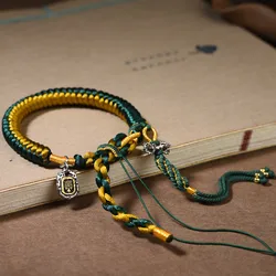 Tibetan-style Single-loop Bracelet Hand-woven Hand Rope Hand-painted Zakiram Tianzhu Tangka ka Wu box Ethnic Style Accessory