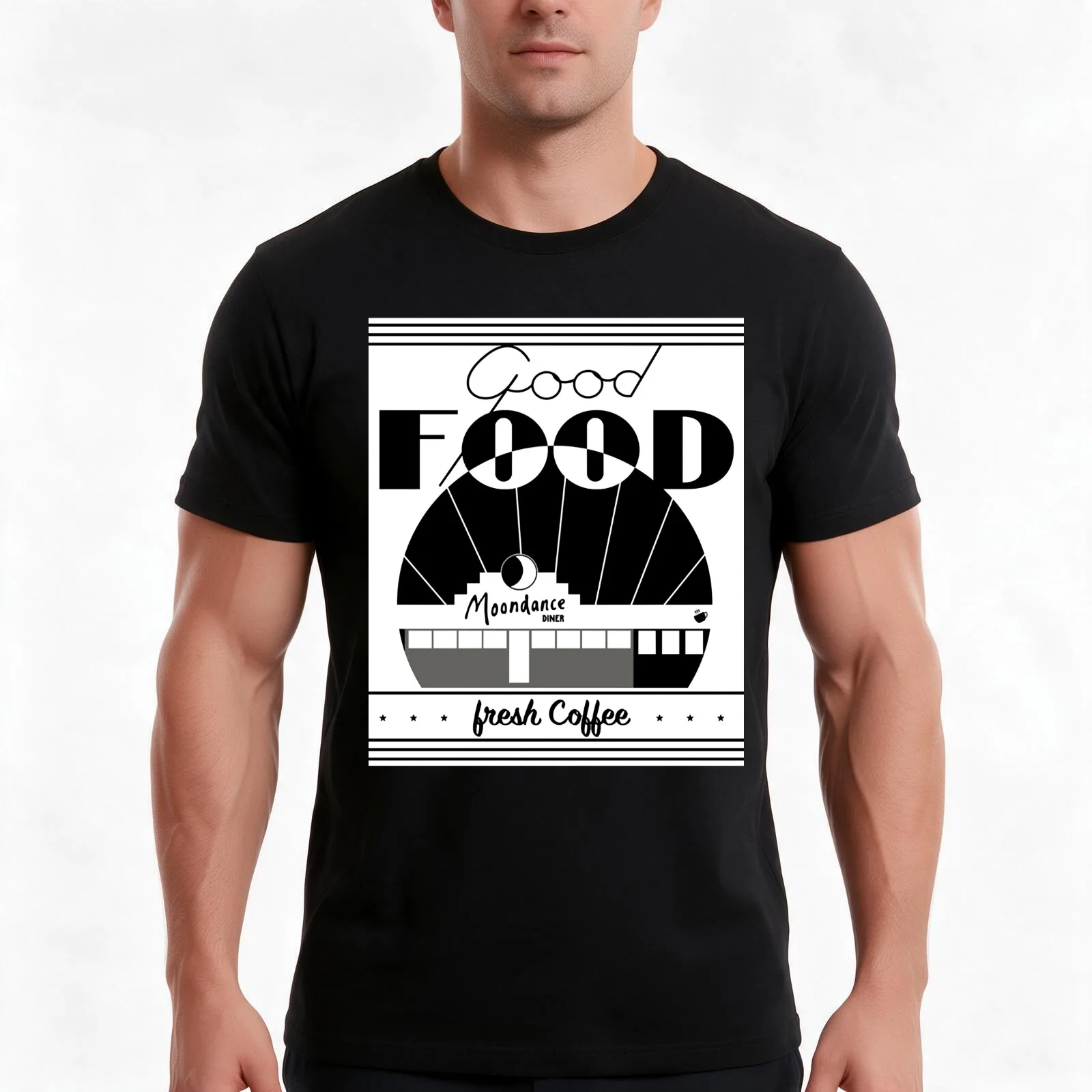 Moondance Diner Tick Tick Boom T-Shirt, Summer Casual Cotton Tee, Oversized Streetwear Tops, Vintage Graphic Print, 100% Cotton