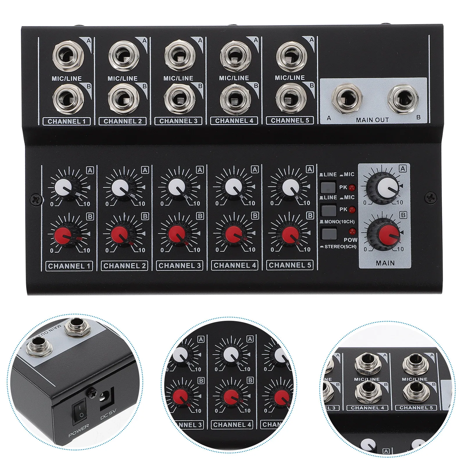 

Стереофонический линейный микшер на 10 каналов с поддержкой микрофонного и линейного входов для профессиональной сцены, студии и вещания