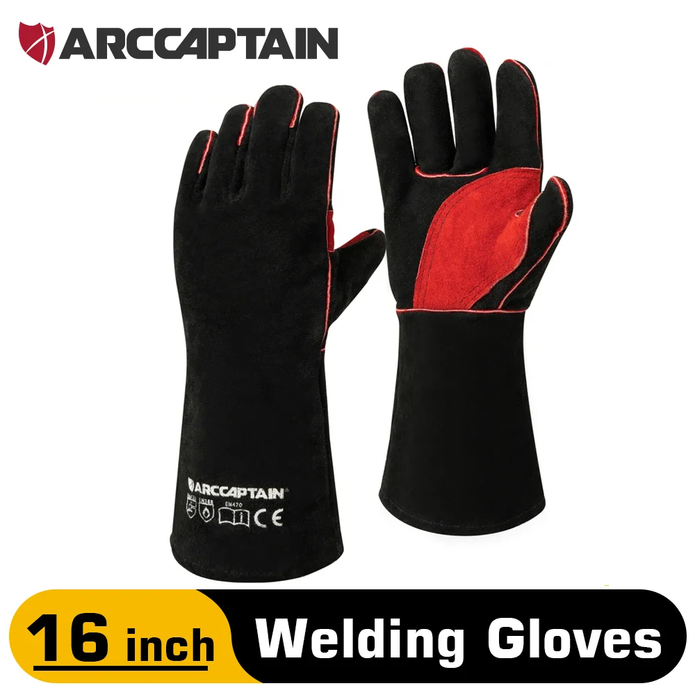 Arcchaptain guantes de soldadura de 16 pulgadas guantes de trabajo multifuncionales resistentes al calor MIG / stick / TIG soldador artículos de