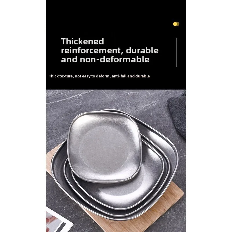 Stainless Steel Square Snack Plate, Creative French Fry & Fruit Tray for Restaurant & Home