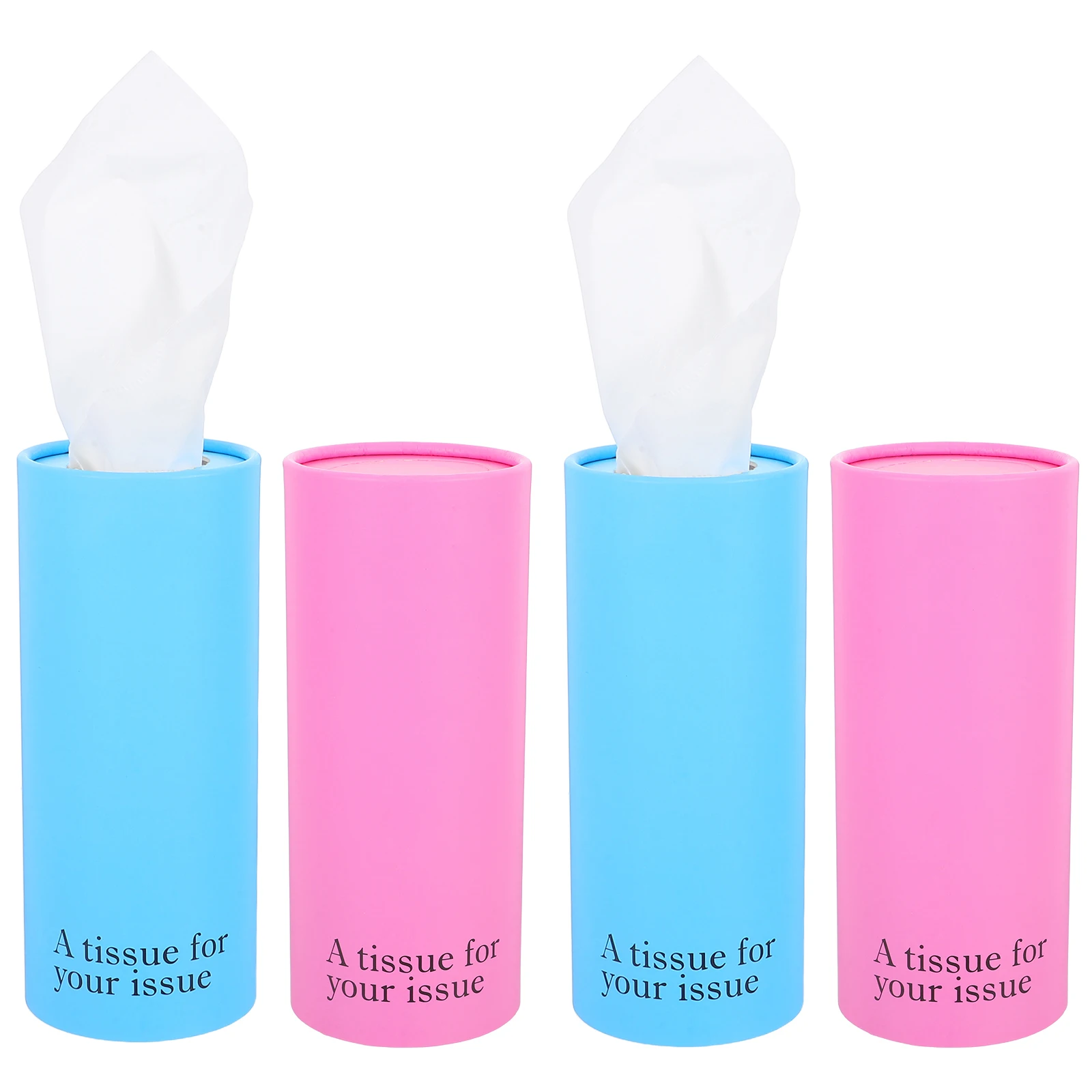 4pcs Car-mounted Round Tissue Cylinder Container Soft Paper Tissues Travel Car Cup Holder Refillable Office Use