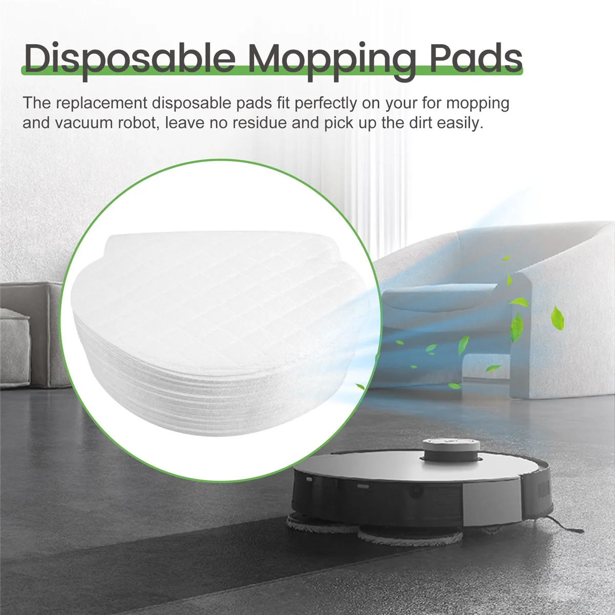 New A26P 50 Pack Disposable Mopping Pads Compatible for Ecovacs Deebot OZMO N7 / T5 / OZMO 920 / OZMO 950 Robot Vacuum Cleaner