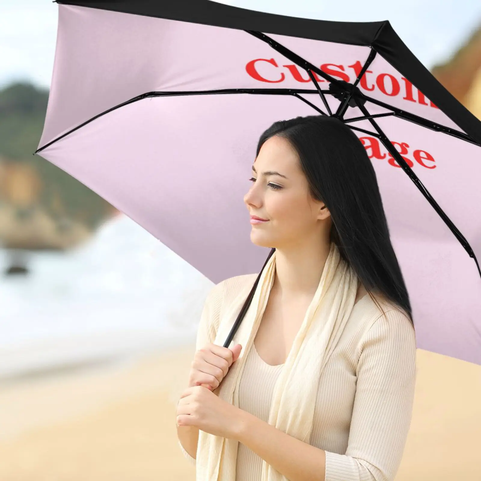 New Windproof Three-fold umbrella 6K Female Male Custom Pattern High Quality Business Umbrellas Women Parasol