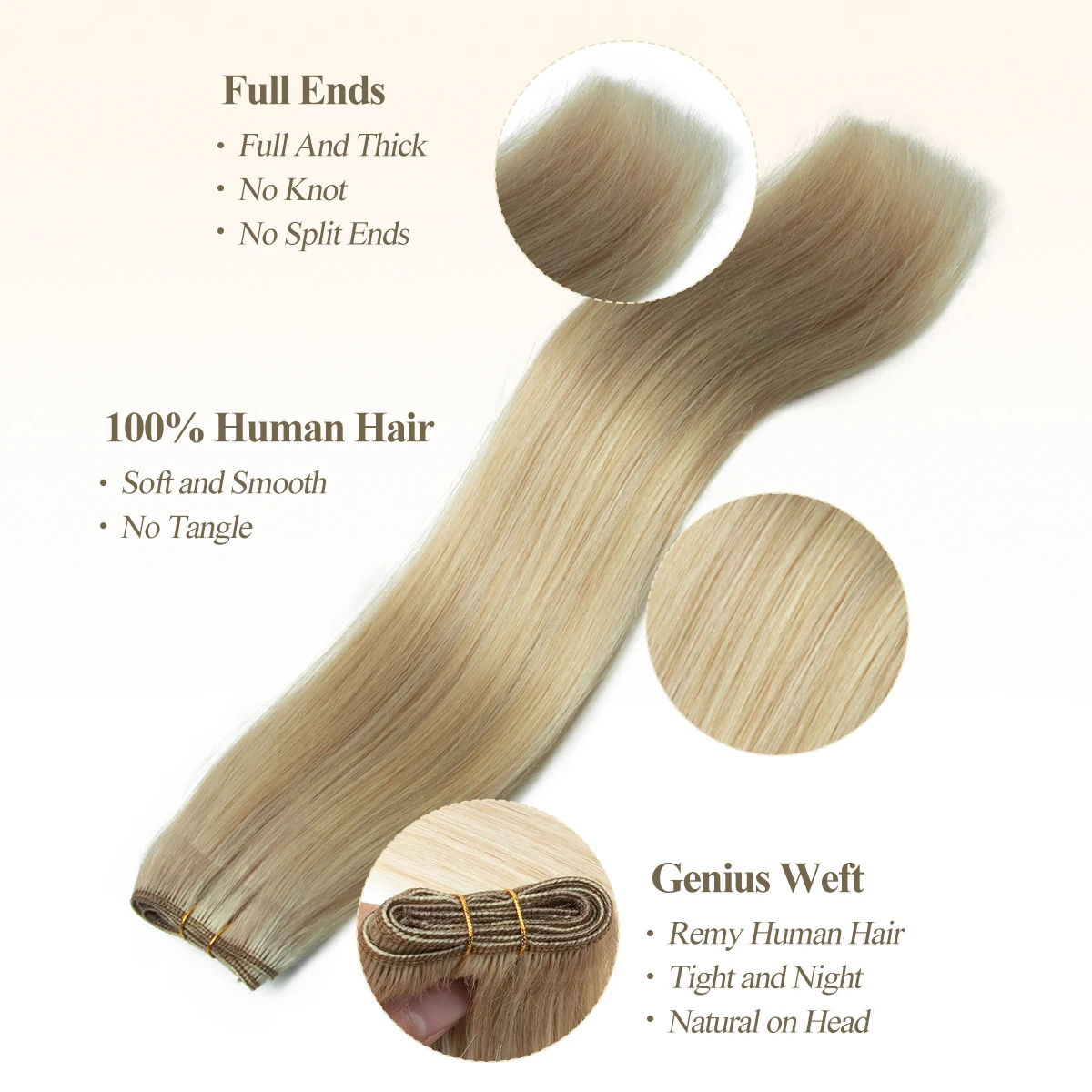 Real Human Hair Sew In Extensions Natural Straight Remy Texture 50g Super Soft Weaving Bundles For Womens Daily Voluminous Full Hairstyle