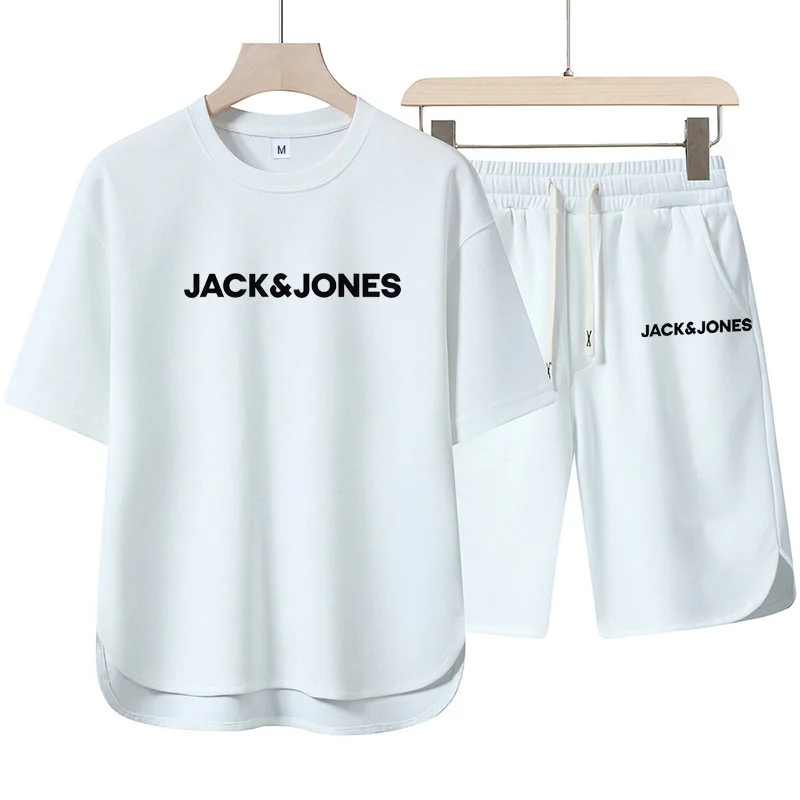 

Summer men's casual sportswear sets, round-neck short-sleeved shirts + capri shorts, quick-drying sportswear, casual sportswear