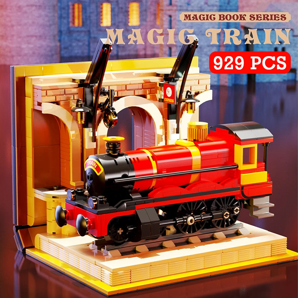 

Classic Movie Magic Train Book MOC Building Blocks Sets Secrets Express Assembly DIY Bricks Toys for Adults Kids Christmas Gifts