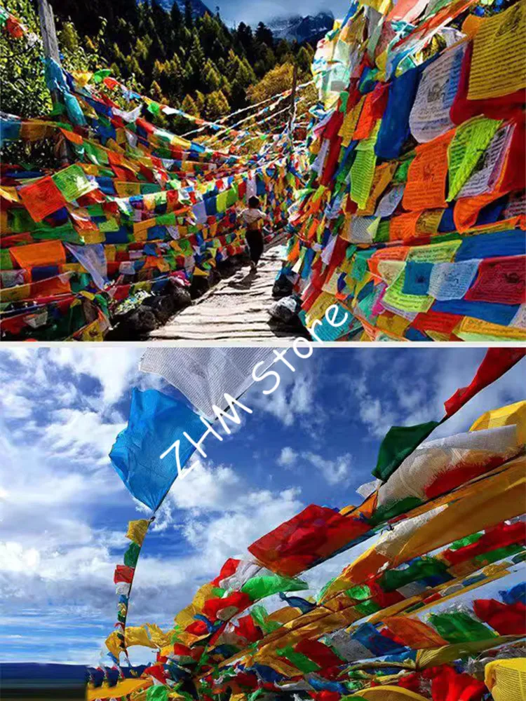 20pcs/ String 5M Religious Jambhala/Tsanbala  Flags Tibetan Buddhist Supplies Color Print Prayer Flag Tibet Banner Garden Flags