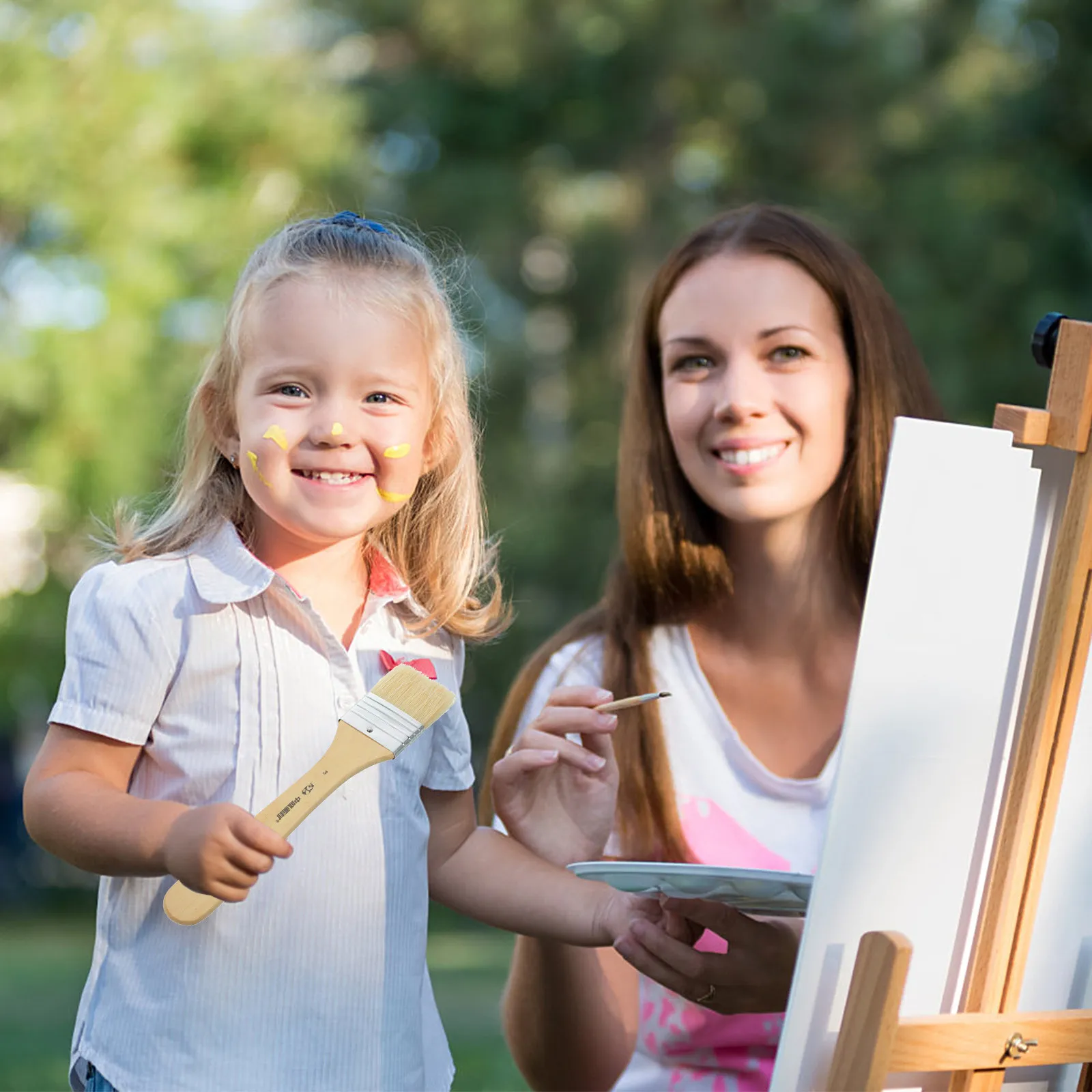 

2Pcs Premium Natural Boar Bristle Painting Brushes for Oil Acrylic Art Large Area Wall Desk Painting Artist Stencil