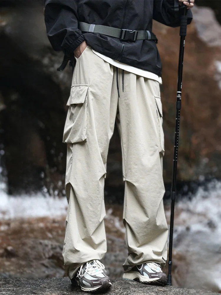 

Мужские летние брюки Paul Frank свободного прямого кроя из тонкой ткани, повседневные брюки-парашюты из ледяного шелка, свободные спортивные брюки