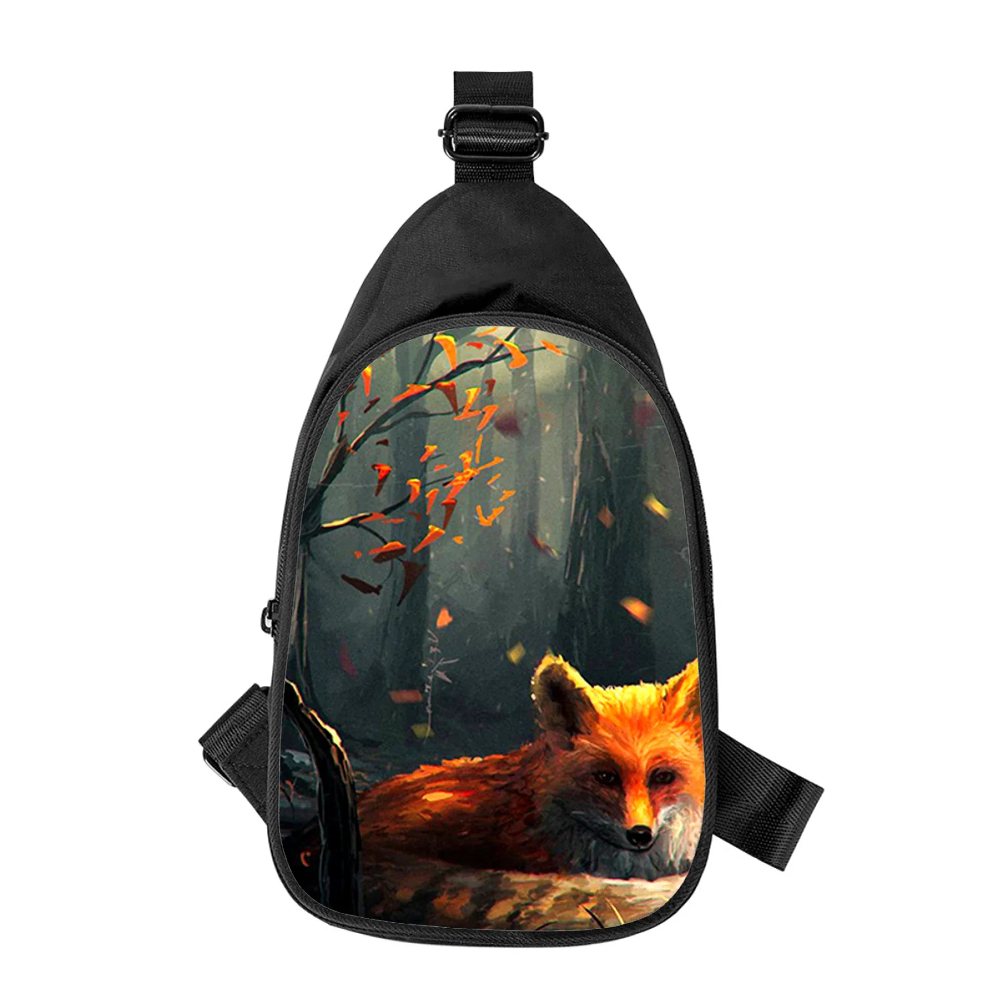 fox animal 3D Print New Men Cross Chest Bag Diagonally Women Shoulder Bag Husband School Waist Pack Male chest pack