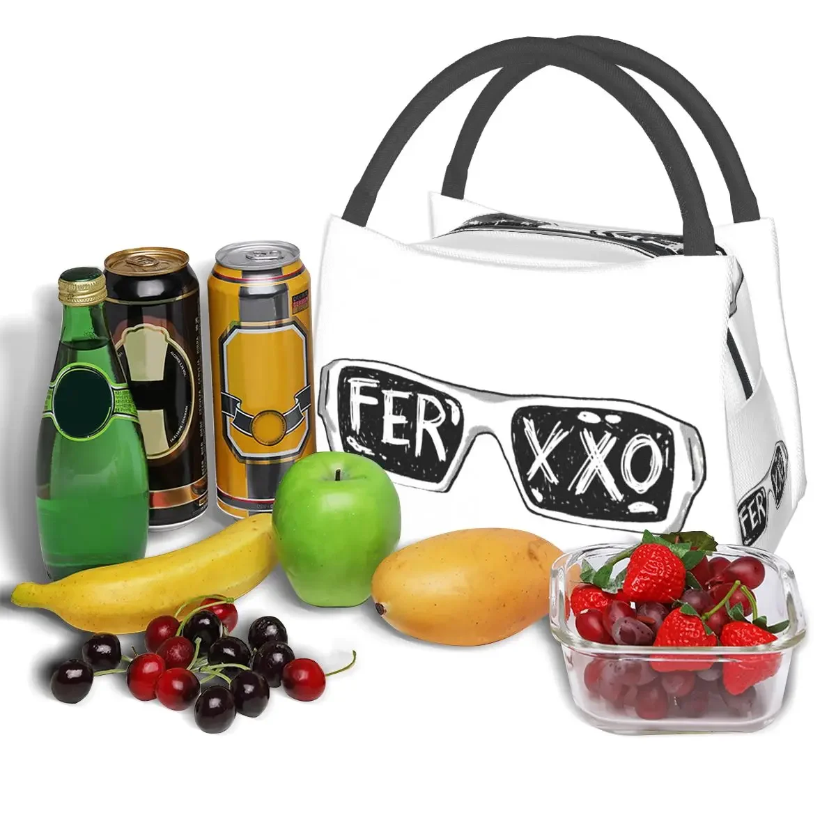 Ferxxo Glasses - Feid Logo Classic Sticker Lunch Bags Insulated Bento Box  Lunch Tote Picnic Bags Cooler for Woman Children Work