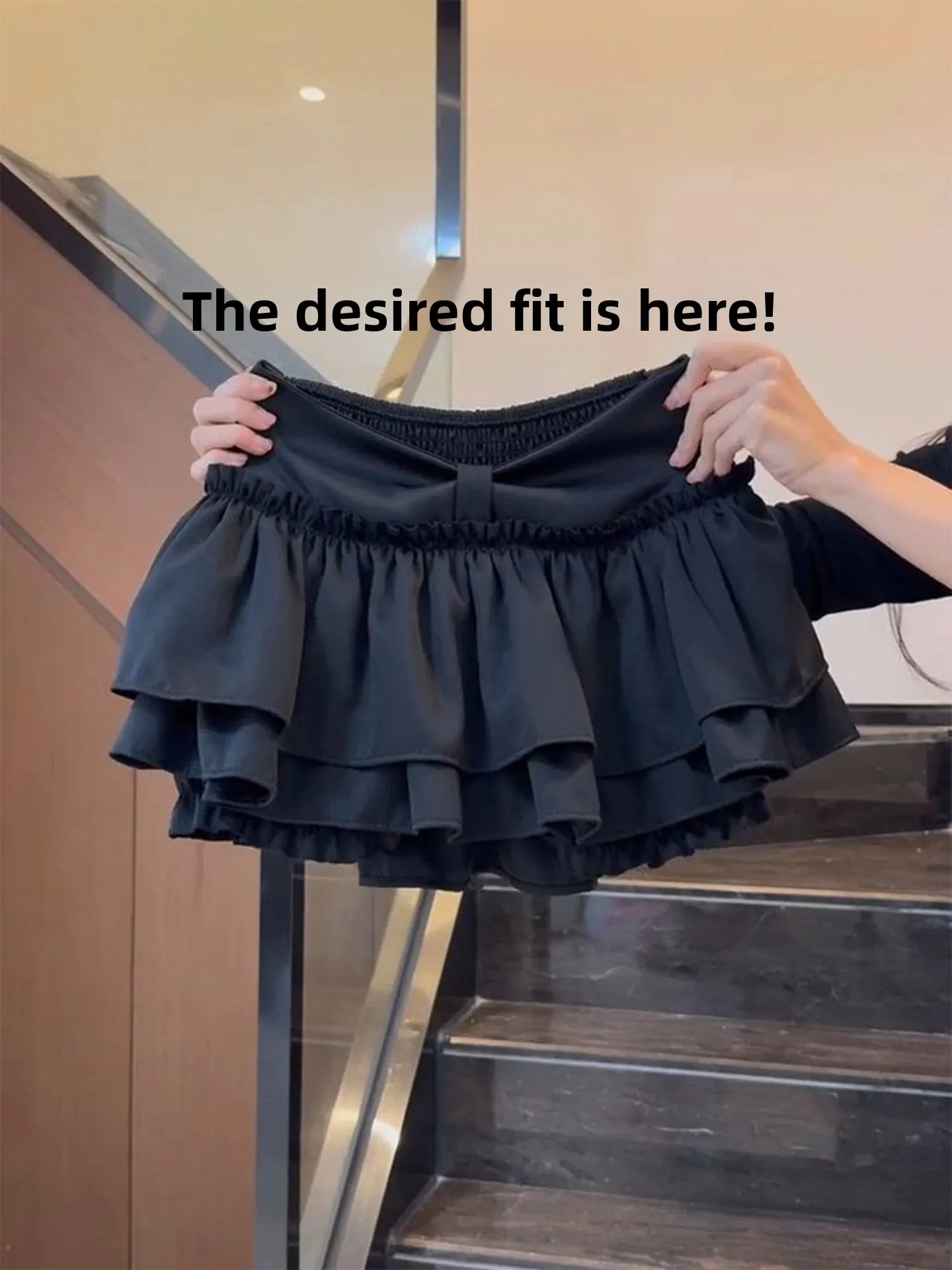 Black Puffy Half-length Skirt Women's Ballet Style Double-layer Cake Skirt High-waist A-line Short Skirt Korean Style Commute