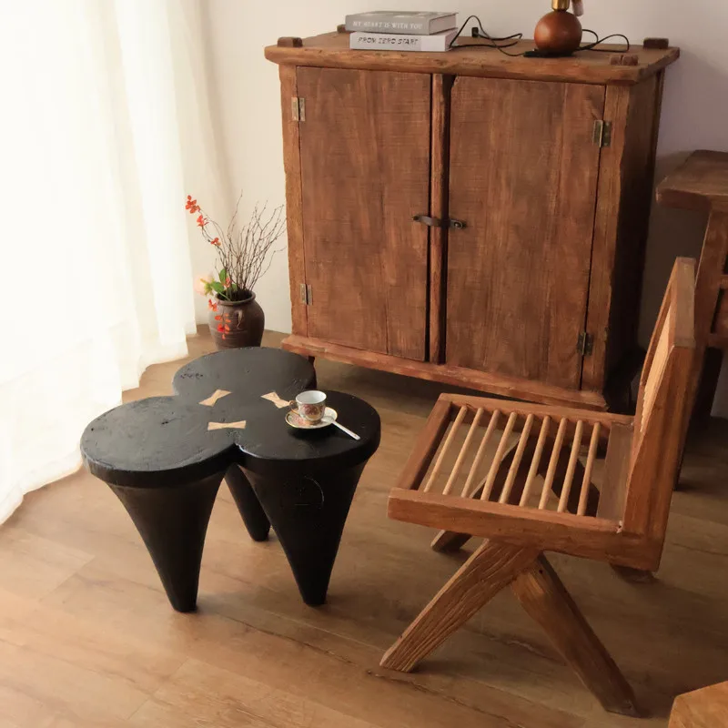 

Wabi-sabi Edge Natural Shape Handmade Cloud - Like Solid Wood Durable Coffee Table Tea Table for Living Room