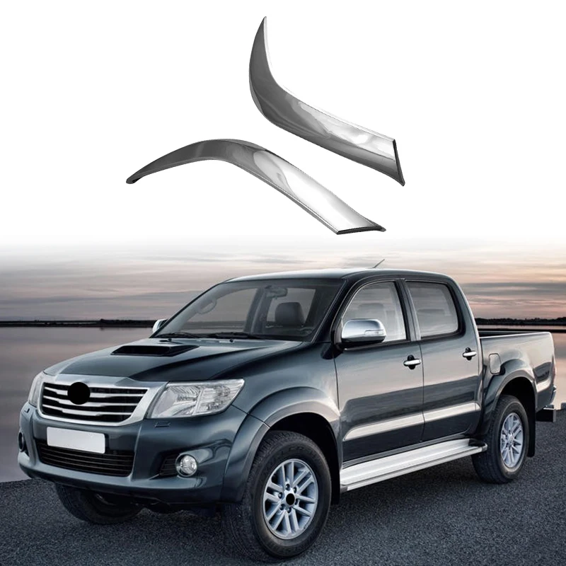 

L39A-For Toyota HILUX VIGO 2012 ABS Chrome Front Headlight Lamp Cover Garnish Strip Eyebrow Cover Trim