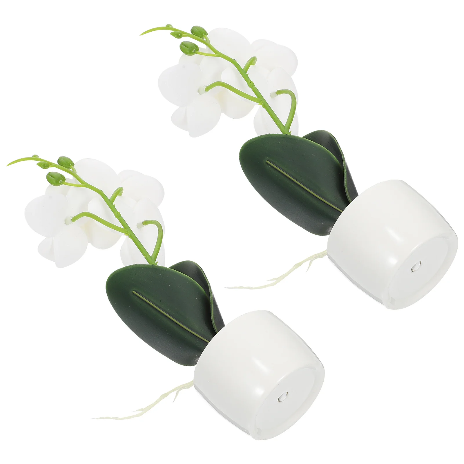 

2Pcs Artificial Orchid Decors Realistic Simulation Flower Ornaments Ceramic Potted Plants Home Office Desktop Decorative Fake
