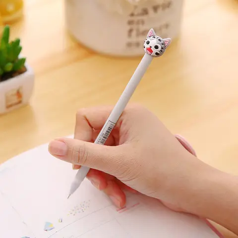 4 Pcs Creative Kawaii Cat Gel Pen Cute Stationery Student Ball Pen Cartoon Office Signature Pen
