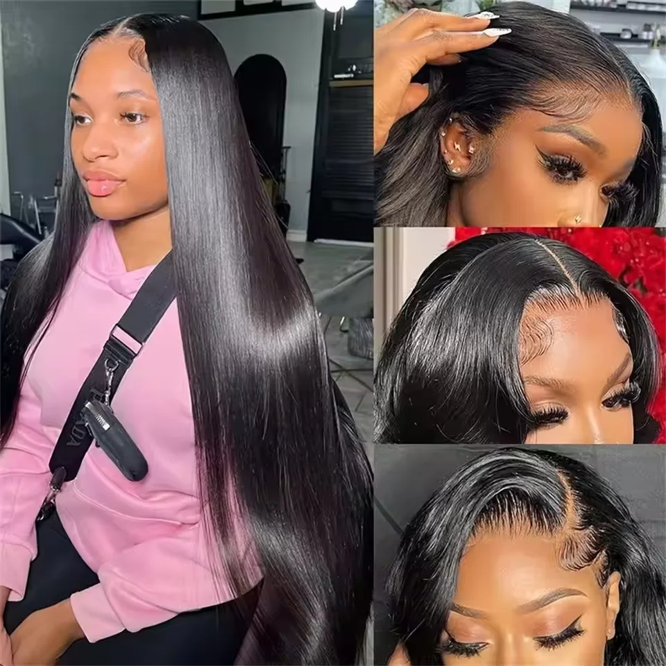 IRoshion 30 38 дюймов Натуральные 200 Плотность Парики Прямые человеческие волосы 13X6 HD Парики из натуральных волос на кружеве 13X4 Парик на фронтальной части шнурка