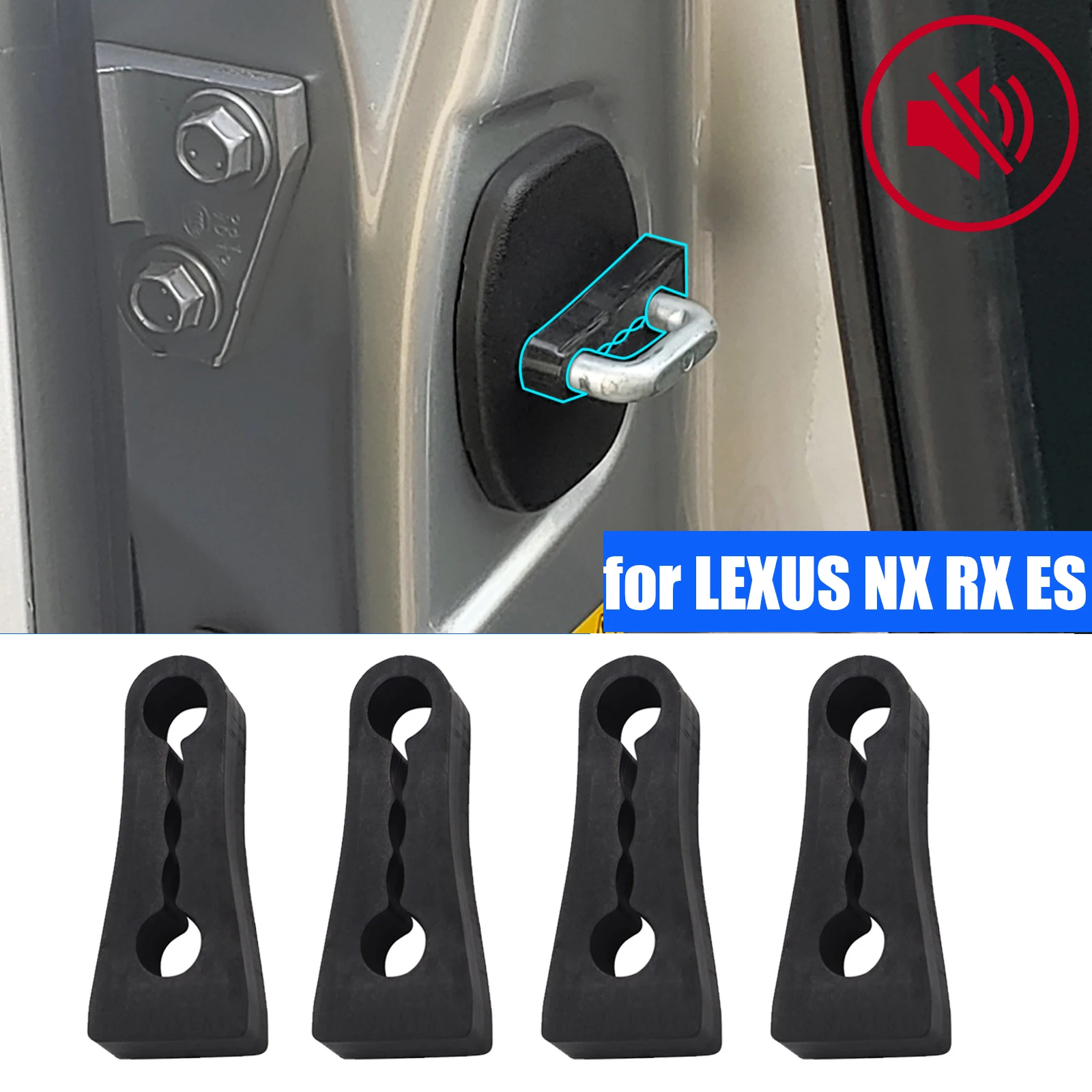 Car Door Lock Deadener Damper Buffer For Lexus NX LX RX IS ES GX Rattling Quiet Noise Deaf Sound Insulation Soundproofing seal 