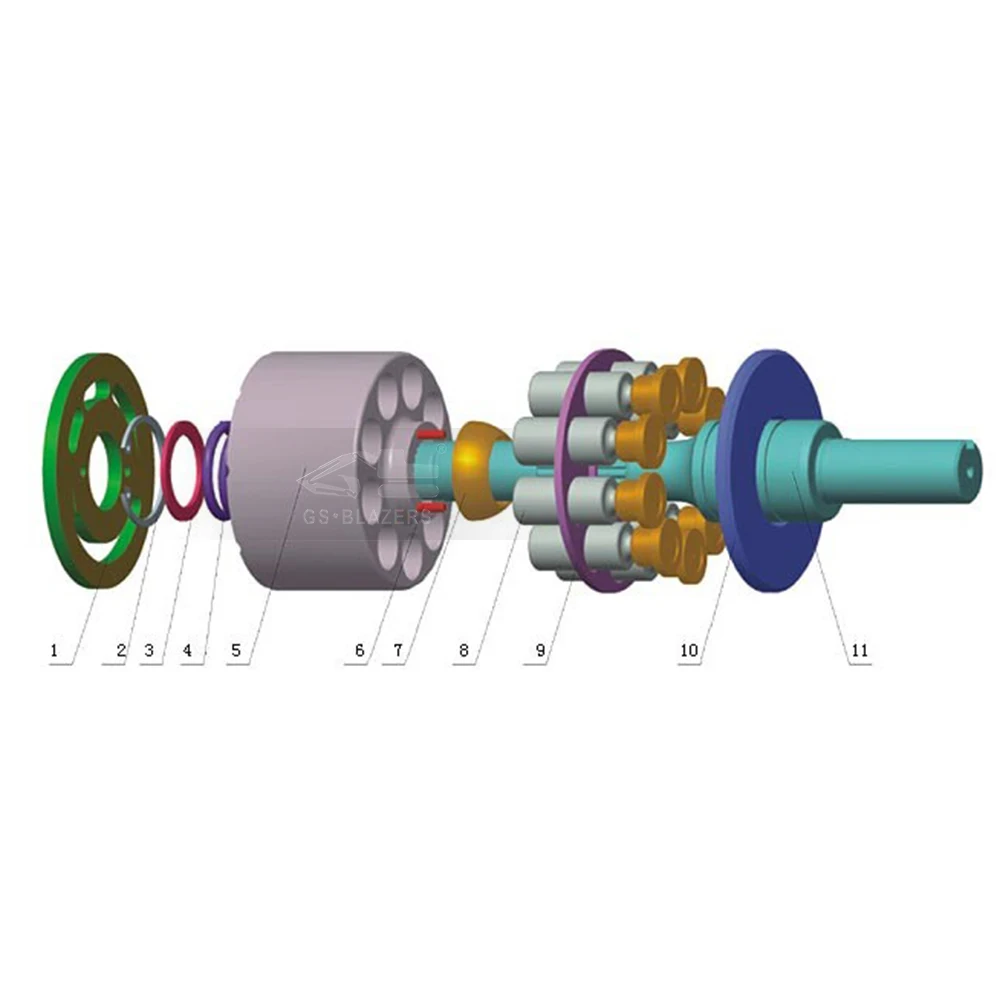 A3H16 komponen pompa Piston hidrolik, suku cadang pengganti dengan poros penggerak pompa untuk YUKENA A3H56 3H37