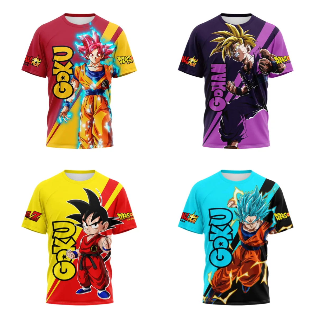

2025 Summer Hot-selling New Dragon Ball Z T-shirt 3D Fashion Short-sleeved Crew Neck Casual Animation Super Saiya Wukong