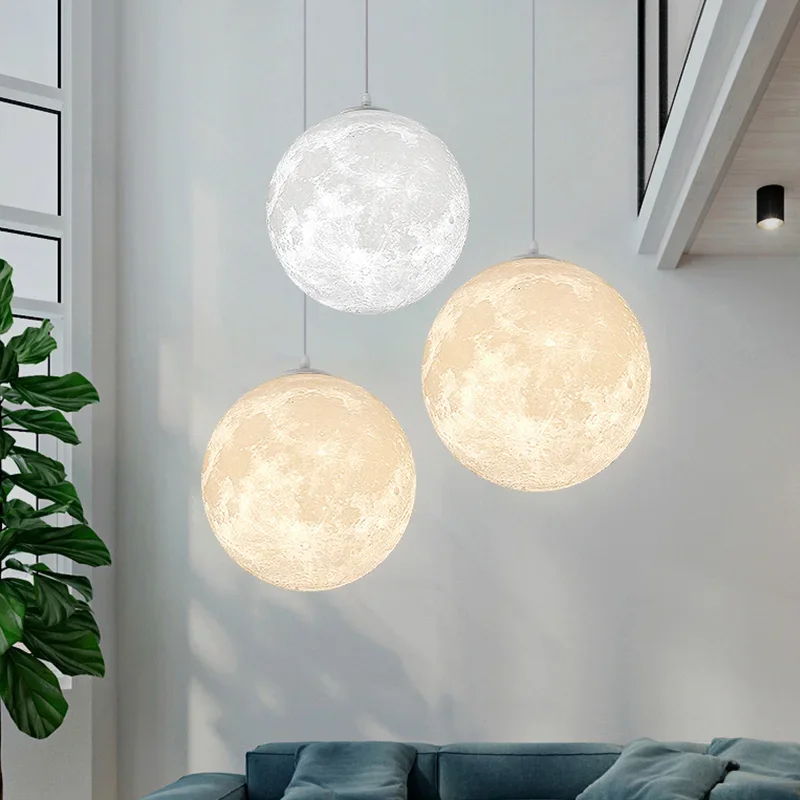 Imagem -02 - Lâmpada Pingente 3d Print Moon Luz Pendurada para Cozinha Restaurante Lustres Modernos para Quarto Iluminação para Quarto