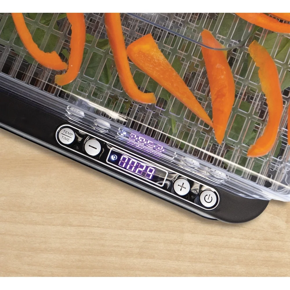 5-Tray Digital Dehydrator with Timer and Bottom Fan Even Drying Adjustable Temperature 95-158F Clear View Compact Space-Saving