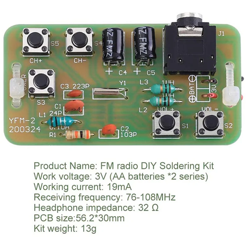 SQPP-3X 76Mhz-108Mhz Stereo FM Radio Receiver Module FM DIY Electronic Soldering Kit Circuit PCB Board Solder Practice