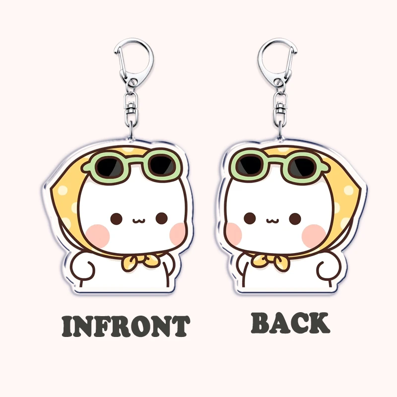 Bubu Dudu Cartoon White and Grey Couple Bears Keychains Ring for Accessories Bag Pendant Key Chain Jewelry Fans Lovers Gifts