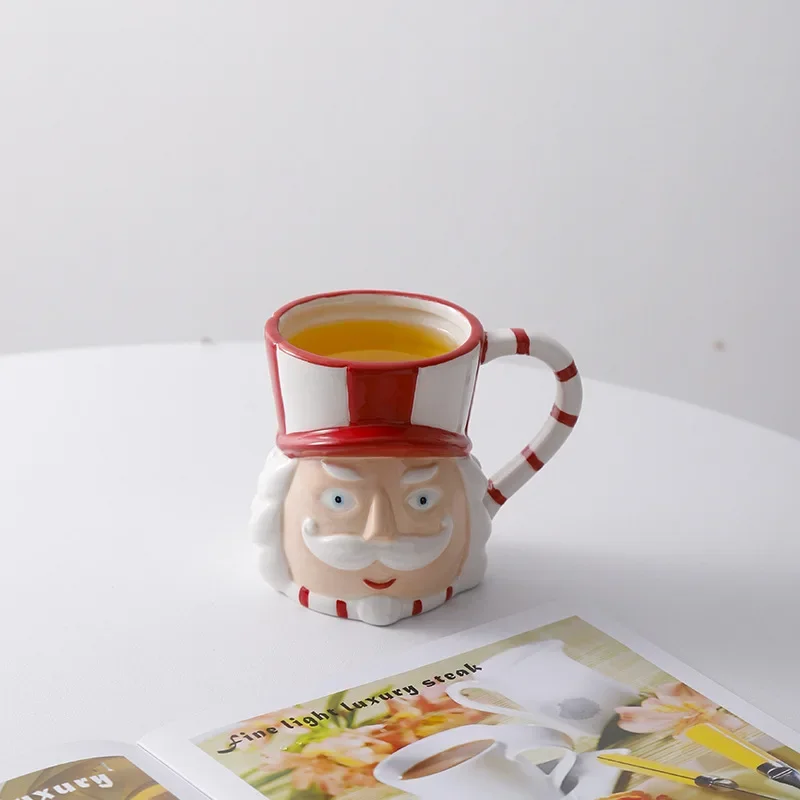 Christmas Nutcracker King Queen Ceramic Couple Mugs Soldier Face Design Themed Drinkware Holiday Gift Set for Lovers Gift