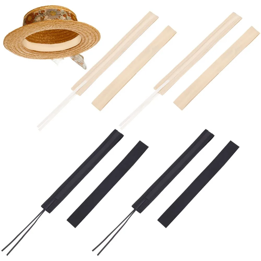 

12Pcs Hat Size Tape Hat Size Reducer Drawstring Adjustable Insert for Hats Caps Sewing Crafts Khaki and Black 24x1.2inch kit
