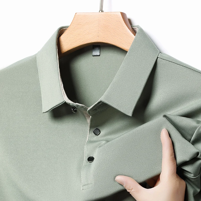 

Men's Summer Ice Silk Short Sleeved T-shirt, Polo Shirt, Middle-aged Loose Casual Cool Half Sleeved Top