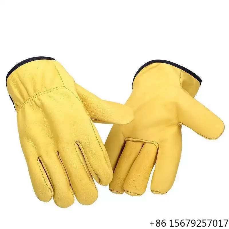 Industrial Electrician Gloves, Sheepskin Labor protection Short-cut Welding Gloves Heat-resistant and Wear-resistant Work Gloves