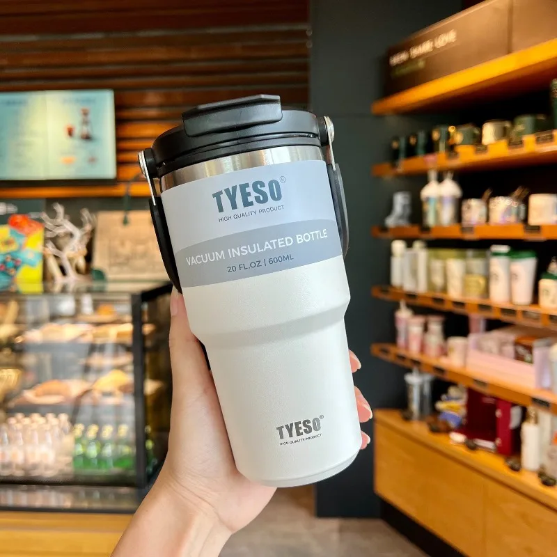 

Tyeso Stainless Steel Water Bottle Thermos Drinkware Coffee Mugs Cup Cold /Hot Double Walled with Straw Thermos Mug Car Mug