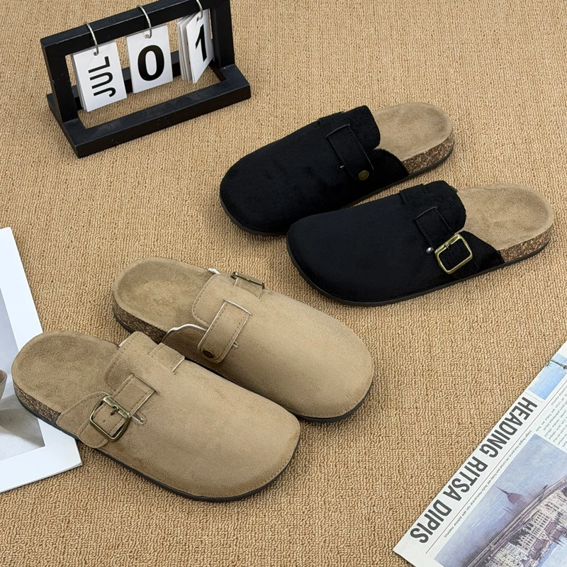 Women's Casual Closed Toe Flip-flops Summer Outdoor Slippers Couple's Flannel Sandals Comfortable Non-slip Men And Women Slides