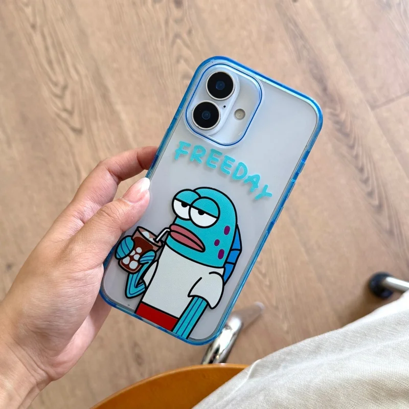 Funny Cute Coffee Fish Phone Case For iPhone 17 Pro 16 15 Pro Max Back Cover Fashion Cartoon Protective Cases For Apple 16 Pro