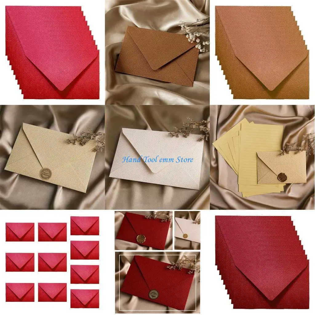 H37F 10Pcs Business Mailing Colorful Envelopes Assorted Colors, Paper V-Flap Seal Envelopes for Invitations, Notes and Letter
