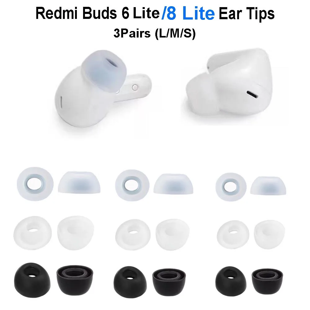 3 Paar Silikon-Ohrstöpsel für Xiaomi Redmi Buds 6 Lite / 8 Lite Ohrpolster Ohrkappen Hülle