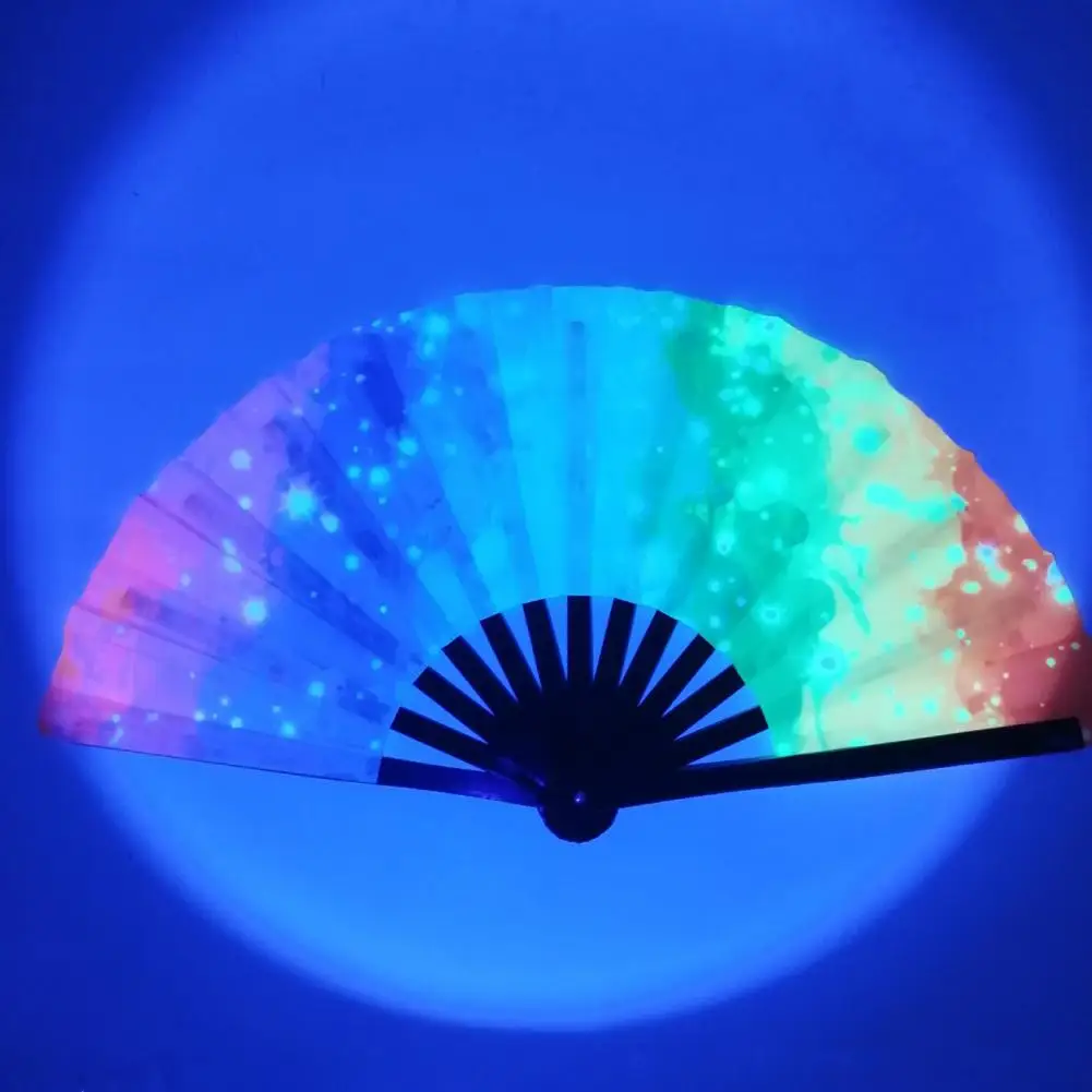 Bar Decoration Fan Colorful Rave Fans Bamboo Hand Fans for Festival Dancing Parties Decorative Gifts for Men Women Folding Fan